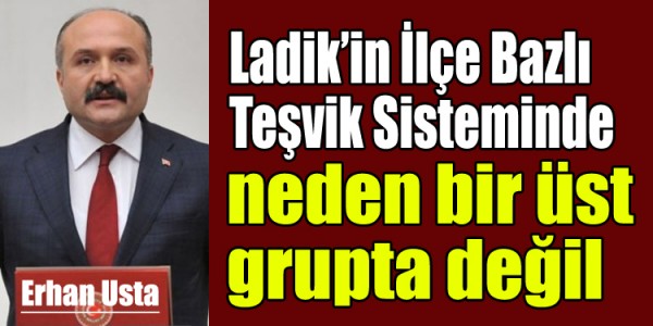  Ladik’in İlçe Bazlı Teşvik Sisteminde neden bir üst grupta değil