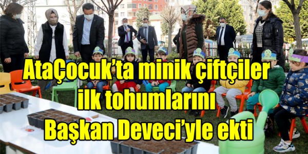 AtaÇocuk’ta minik çiftçiler ilk tohumlarını Başkan Deveci’yle ekti