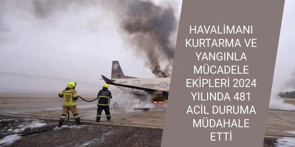 HAVALİMANI KURTARMA VE YANGINLA MÜCADELE EKİPLERİ 2024 YILINDA 481 ACİL DURUMA MÜDAHALE ETTİ