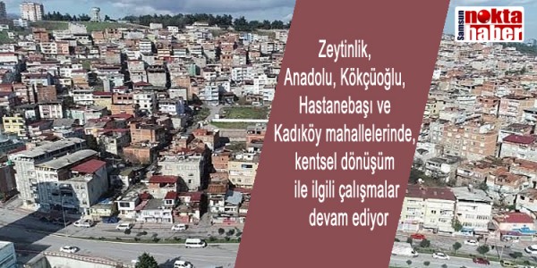 Zeytinlik, Anadolu, Kökçüoğlu, Hastanebaşı ve Kadıköy mahallelerinde, kentsel dönüşüm ile ilgili çalışmalar devam ediyor