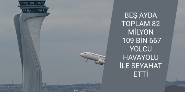 BEŞ AYDA TOPLAM 82 MİLYON 109 BİN 667 YOLCU HAVAYOLU İLE SEYAHAT ETTİ
