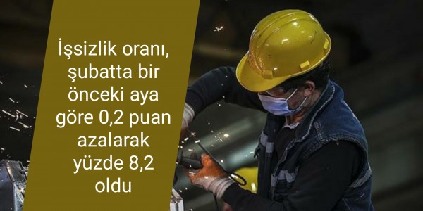 İşsizlik oranı, şubatta bir önceki aya göre 0,2 puan azalarak yüzde 8,2 oldu